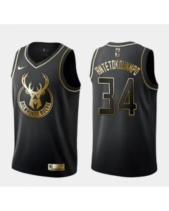 Men's Milwaukee Bucks #34 Giannis Antetokounmpo Black 2019 Golden Edition Stitched NBA Jersey
