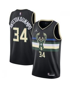 Men's Milwaukee Bucks #34 Giannis Antetokounmpo Black 2020/21 Statement Edition Swingman Stitched NBA Jersey