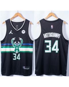 Men's Milwaukee Bucks #34 Giannis Antetokounmpo Black Stitched Basketball Jersey (Black)