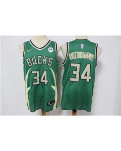 Men's Milwaukee Bucks #34 Giannis Antetokounmpo Green Stitched Jersey