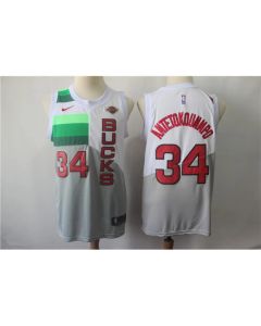 Men's Milwaukee Bucks #34 Giannis Antetokounmpo White 2018/19 Earned Edition Swingman Stitched NBA Jersey
