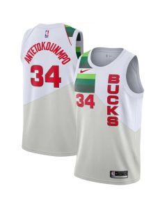 Men's Milwaukee Bucks #34 Giannis Antetokounmpo White 2019 Earned Edition Swingman Stitched NBA Jersey