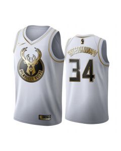 Men's Milwaukee Bucks #34 Giannis Antetokounmpo White 2019 Golden Edition Stitched NBA Jersey