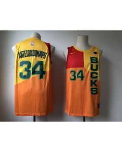 Men's Milwaukee Bucks #34 Giannis Antetokounmpo Yellow 2018/19 City Edition Swingman Stitched NBA Jersey