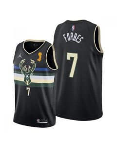 Men's Milwaukee Bucks #7 Bryn Forbes 2021 Black Finals Champions Stitched Basketball Jersey