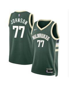 Men's Milwaukee Bucks #77 AJ Johnson Green 2024 Draft Icon Edition Stitched Basketball Jersey
