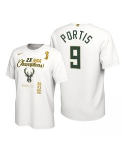 Men's Milwaukee Bucks #9 Bobby Portis 2021 White Finals Champions Locker Room T-Shirt