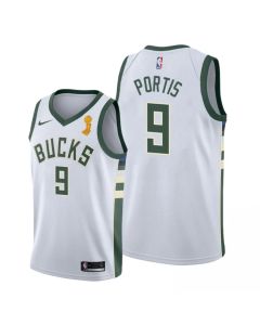Men's Milwaukee Bucks #9 Bobby Portis 2021 White Finals Champions Stitched Basketball Jersey