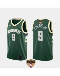 Men's Milwaukee Bucks #9 Bobby Portis JR 2021 NBA Finals Green Association Edition Stitched Jersey