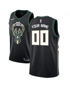 Men's Milwaukee Bucks Black Customized Stitched NBA Jersey