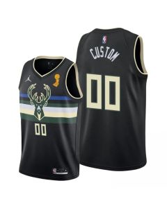 Men's Milwaukee Bucks Customized 2021 Black Finals Champions Stitched Jersey