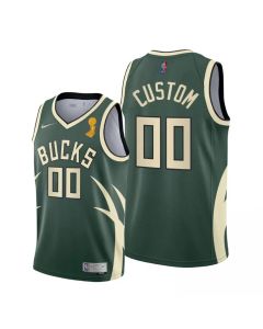 Men's Milwaukee Bucks Customized 2021 Green Finals Champions Stitched Jersey
