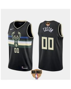 Men's Milwaukee Bucks Customized 2021 NBA Finals Black Statement Edition Stitched Jersey