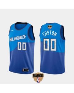 Men's Milwaukee Bucks Customized 2021 NBA Finals Blue City Edition Stitched Jersey