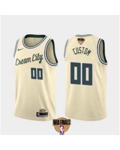 Men's Milwaukee Bucks Customized 2021 NBA Finals Cream City Stitched Jersey
