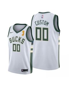 Men's Milwaukee Bucks Customized 2021 White Finals Champions Stitched Jersey