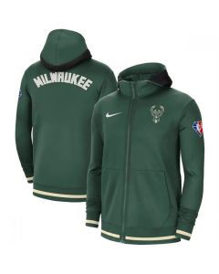 Men's Milwaukee Bucks Green 75th Anniversary Performance Showtime Full-Zip Hoodie Jacket