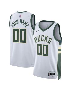 Men's Milwaukee Bucks Nike White Swingman Association Edition Custom Jersey (White)