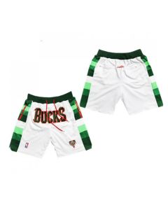 Men's Milwaukee Bucks White Shorts (Run Small) (White)