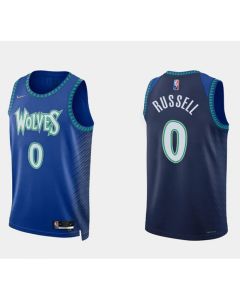 Men's Minnesota Timberwolves #0 D'angelo Russell 2021/22 City Edition Royal 75th Anniversary Stitched Jersey