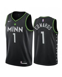 Men's Minnesota Timberwolves #1 Anthony Edwards Black City Swingman Stitched Jersey