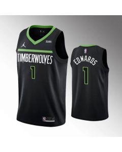 Men's Minnesota Timberwolves #1 Anthony Edwards Black Statement Edition Stitched Jersey