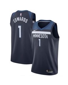 Men's Minnesota Timberwolves #1 Anthony Edwards Navy Icon Edition Stitched Jersey