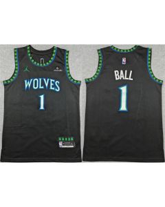 Men's Minnesota Timberwolves #1 LaMelo Ball Black 2026 Statement Edition Stitched Basketball Jersey