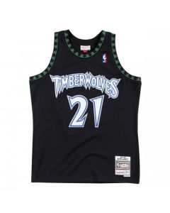 Men's Minnesota Timberwolves #21 Kevin Garnett Black Throwback Stitched Jersey