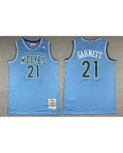 Men's Minnesota Timberwolves #21 Kevin Garnett Blue 1995-96 Throwback Stitched NBA Jersey