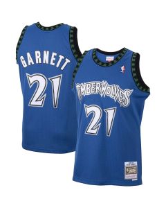 Men's Minnesota Timberwolves #21 Kevin Garnett Blue Throwback Stitched Jersey