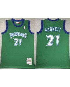 Men's Minnesota Timberwolves #21 Kevin Garnett Green Throwback Stitched Jersey