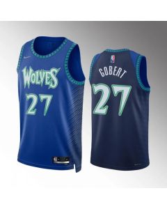 Men's Minnesota Timberwolves #27 Rudy Gobert 2021/22 Blue City Edition 75th Anniversary Swingman Stitched Jersey