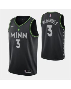 Men's Minnesota Timberwolves #3 Jaden McDaniels 2020-21 Black City Edition Stitched Jersey