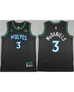 Men's Minnesota Timberwolves #3 Jaden McDaniels Black 2026 Statement Edition Stitched Basketball Jersey