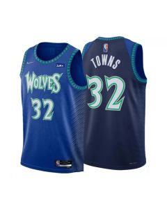 Men's Minnesota Timberwolves #32 Karl-Anthony Town 2021/22 Blue City Edition 75th Anniversary Swingman Stitched Jersey