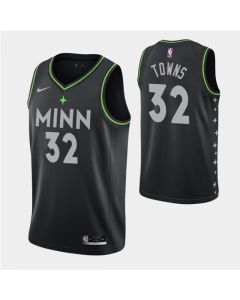 Men's Minnesota Timberwolves #32 Karl-Anthony Towns 2020-21 Black City Edition Stitched Jersey