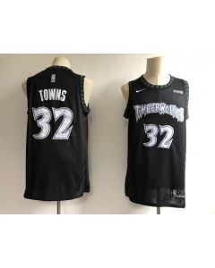 Men's Minnesota Timberwolves #32 Karl Anthony Towns Black Hardwood Classics Swingman Stitched NBA Jersey