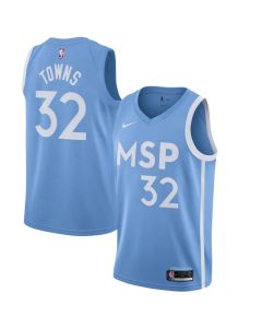 Men's Minnesota Timberwolves #32 Karl-Anthony Towns Blue 2019 City Edition Stitched NBA Jersey