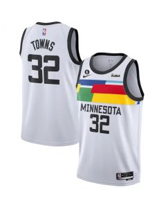 Men's Minnesota Timberwolves #32 Karl-Anthony Towns White 2022/23 City Edition Stitched Jersey (White)