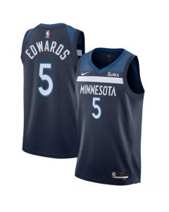 Men's Minnesota Timberwolves #5 Anthony Edwards Navy Icon Edition Stitched Jersey