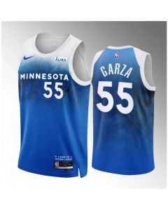 Men's Minnesota Timberwolves #55 Luka Garza Blue 2023/24 City Edition Stitched Jersey
