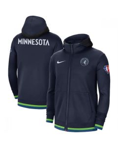 Men's Minnesota Timberwolves Navy 75th Anniversary Performance Showtime Full-Zip Hoodie Jacket