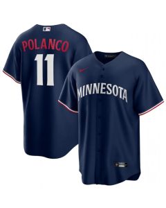 Men's Minnesota Twins #11 Jorge Polanco Navy Cool Base Stitched Jersey (Navy)