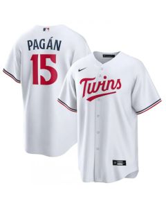 Men's Minnesota Twins #15 Emilio Pagan White Cool Base Stitched Jersey