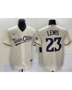 Men's Minnesota Twins #23 Royce Lewis Cream Cool Base Stitched Baseball Jersey