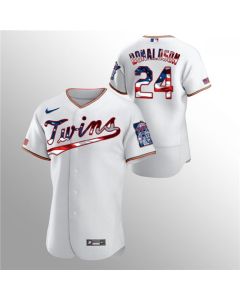 Men's Minnesota Twins #24 Josh Donaldson White 2020 Stars & Stripes Flex Base Stitched Jersey