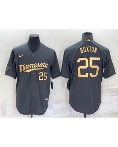 Men's Minnesota Twins #25 Byron Buxton 2022 All-Star Charcoal Cool Base Stitched Baseball Jersey
