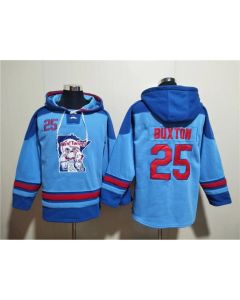 Men's Minnesota Twins #25 Byron Buxton Blue Ageless Must-Have Lace-Up Pullover Hoodie