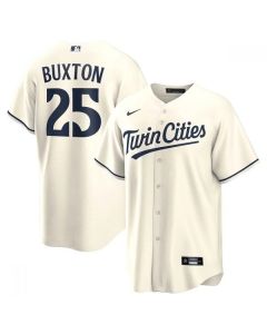 Men's Minnesota Twins #25 Byron Buxton Cream Cool Base Stitched Baseball Jersey